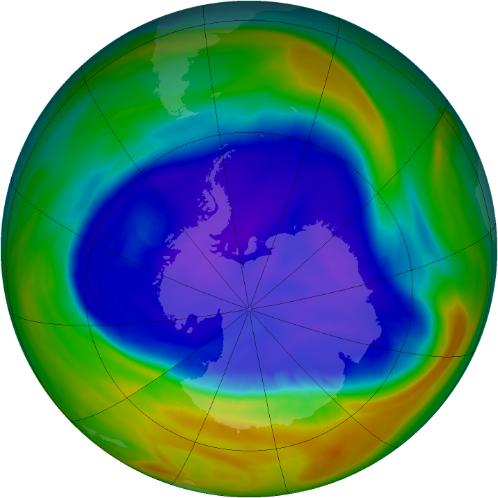 Antarctic ozone map for 13 September 2005
